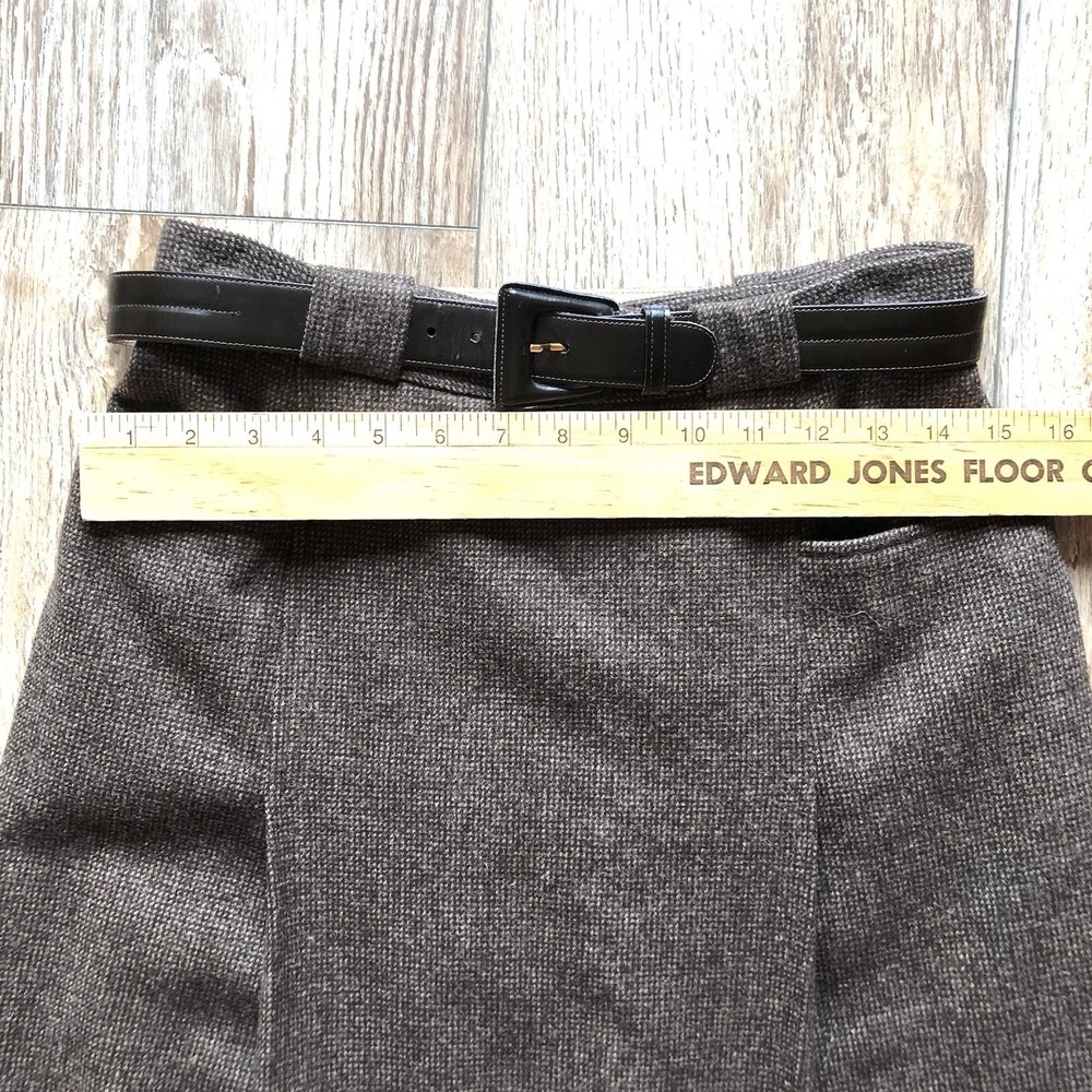 Anne Klein II Women’s Brown Tweed Wool Blend Midi Skirt Belted Vintage Size 8 - Picture 5 of 9